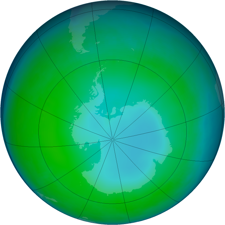 Antarctic ozone map for June 2004